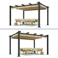 thumbnail image 3 of ModFusion 10' x 13' Aluminum Pergola: Retractable Canopy, Sunshade, and Brown Curtain Design, 3 of 11