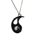 thumbnail image 1 of YIN-YANG Silvertone/Enamel 1" Tall Pendant with 18" Chain, 1 of 1