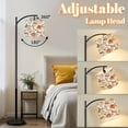 thumbnail image 3 of Arc Floor Lamp with Adjustable Lampshade Vintage Floral Roses Butterflies Soft Tones Standing Lamp 3 Color Temperatures Dimmable Tall Pole Lamp with Foot Switch for Bedroom, 3 of 8