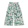 thumbnail image 5 of CPNG Girls Casual Flower Print Pants Summer Lightweight Sweet and Fashionable Loose Elastic Waist Drawstring Long Trousers(Green,12-13 Years), 5 of 8