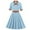 Sky Blue Womens Dresses, variant on Summer kttectoa Lapel Collar Short Sleeve Dresses for Ladies Retro Zipper Tunic Wide Hem Dress with Belt Color Block Graphic Dress Wedding Guest Dress Loose Flowy Dresses