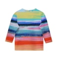 thumbnail image 4 of Sentmoon Chandail Décontracté pour Filles, Blouse Ample, Manches 3/4, Col Rond, Hauts Rayés, T-Shirt Tendance, Vêtements pour Filles 4-12 Ans, Articles en Liquidation, Rouge Melon D\'eau, 4 Ans, 4 of 5