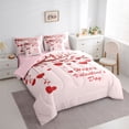 thumbnail image 3 of jejeloiu Happy Valentine's Day 7-Piece Bedding Comforter Set,Red Loves Heart King Bedding Sets For Girls Kids Reversible, 3 of 8