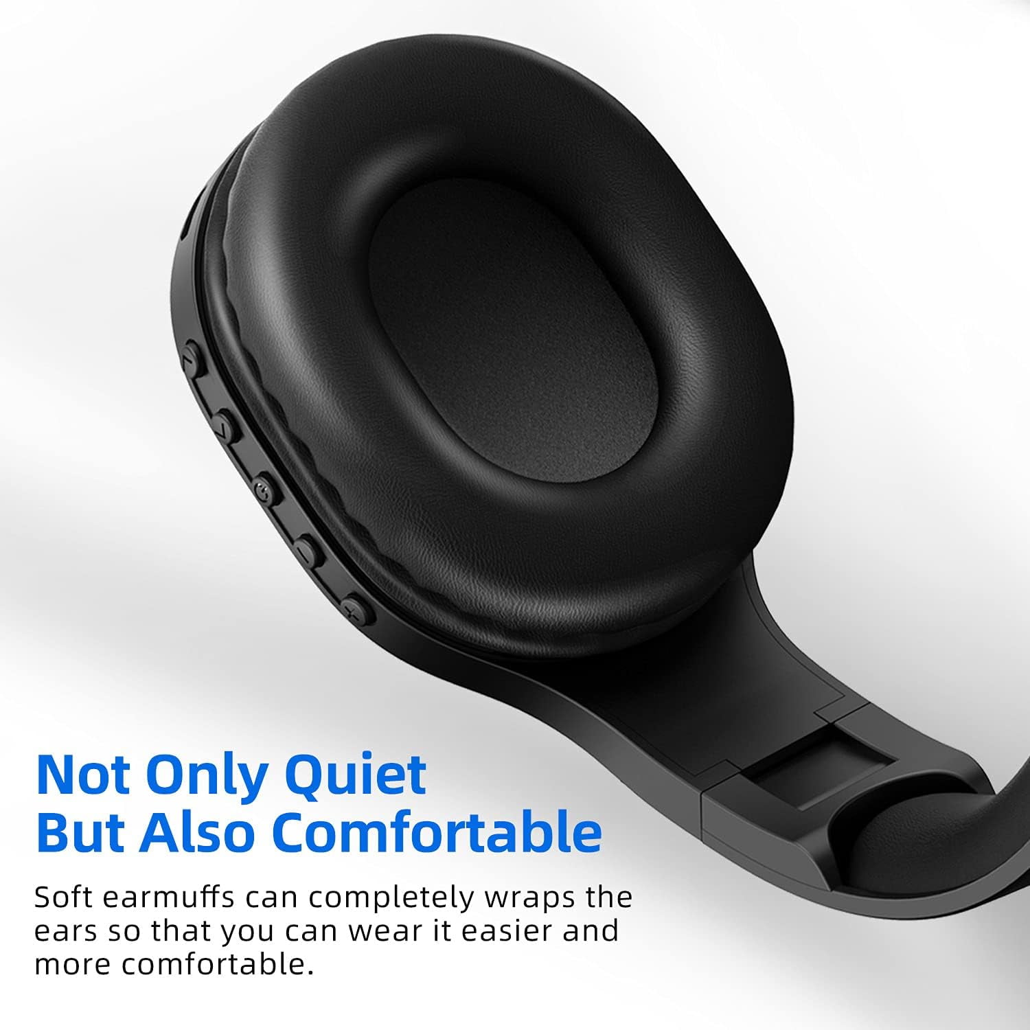 FM Radio Headphones with Bluetooth, Rechargeable Portable Headset with Built-in Microphone, Lightweight and Comfortable Ear Muffs for Jogging, Cycling