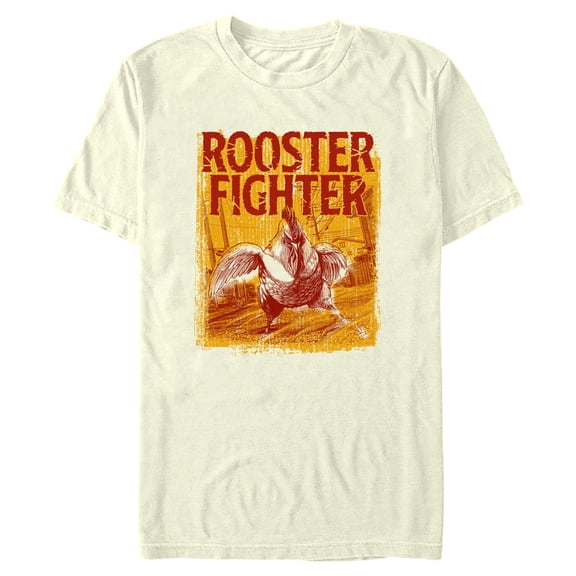 Mens Rooster Fighter Distressed Bird Panel T Shirt
