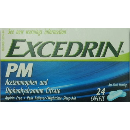 Excedrin PM: PM Caplets Pain Reliever/Nighttime Sleep-Aid, 24 Ct