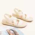 thumbnail image 4 of Women's Platform Wedge Heel Sandals - Comfortable Insole Lightweight Rubber Sole, Open-Toe Adjustable Elastic Strap Summer Casual Sandals, 4 of 7