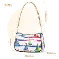 thumbnail image 3 of FORMRS Womens Shoulder Bag with Chain Strap Clutch Purse Cute Tote Handbag, Hand Drawn Sailboats, 3 of 7