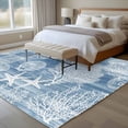 thumbnail image 4 of Blue Coastal Area Rugs 8'x10', Washable Small Throw Rugs for Living Room Patio, Nautical Starfish Coral Jellyfish Shell Sea Indoor Outdoor Rug Non-Slip Low Pile Carpet Runner Reversible Floor Mats, 4 of 8
