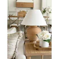 My Texas House 22" Natural finish with ribbed texture Table Lamps White Empire