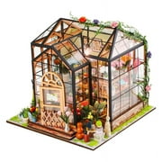 DIY Miniature Dollhouses Mini Green House Kits with Furniture and Led Lights
