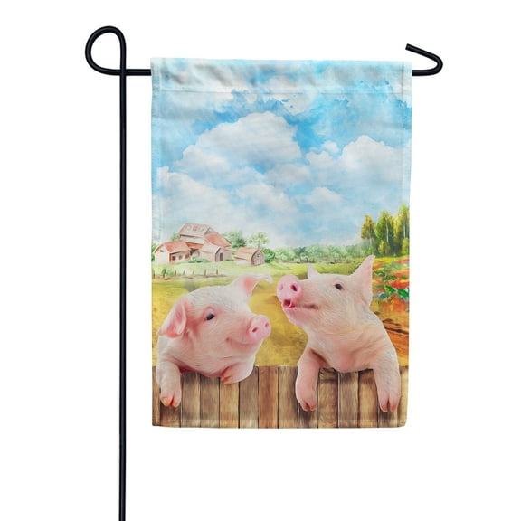 America Forever Cute Farm Piglet Summer Garden Flag 12.5 x 18 inches American Farm Country Life Animal Cattle Harvest Time Double Sided Seasonal Yard Outdoor Decorative Rustic Garden Flag