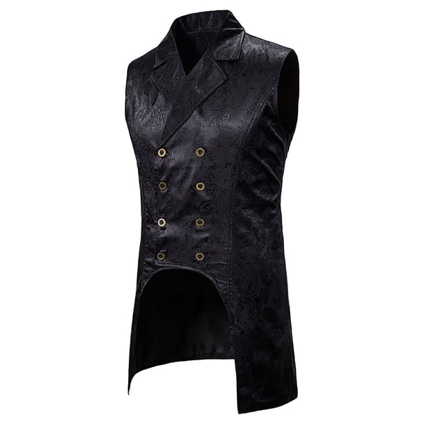 Esmoquin de chaleco retro de longitud media informal de moda para hombre Pompotops oipoqjl14372