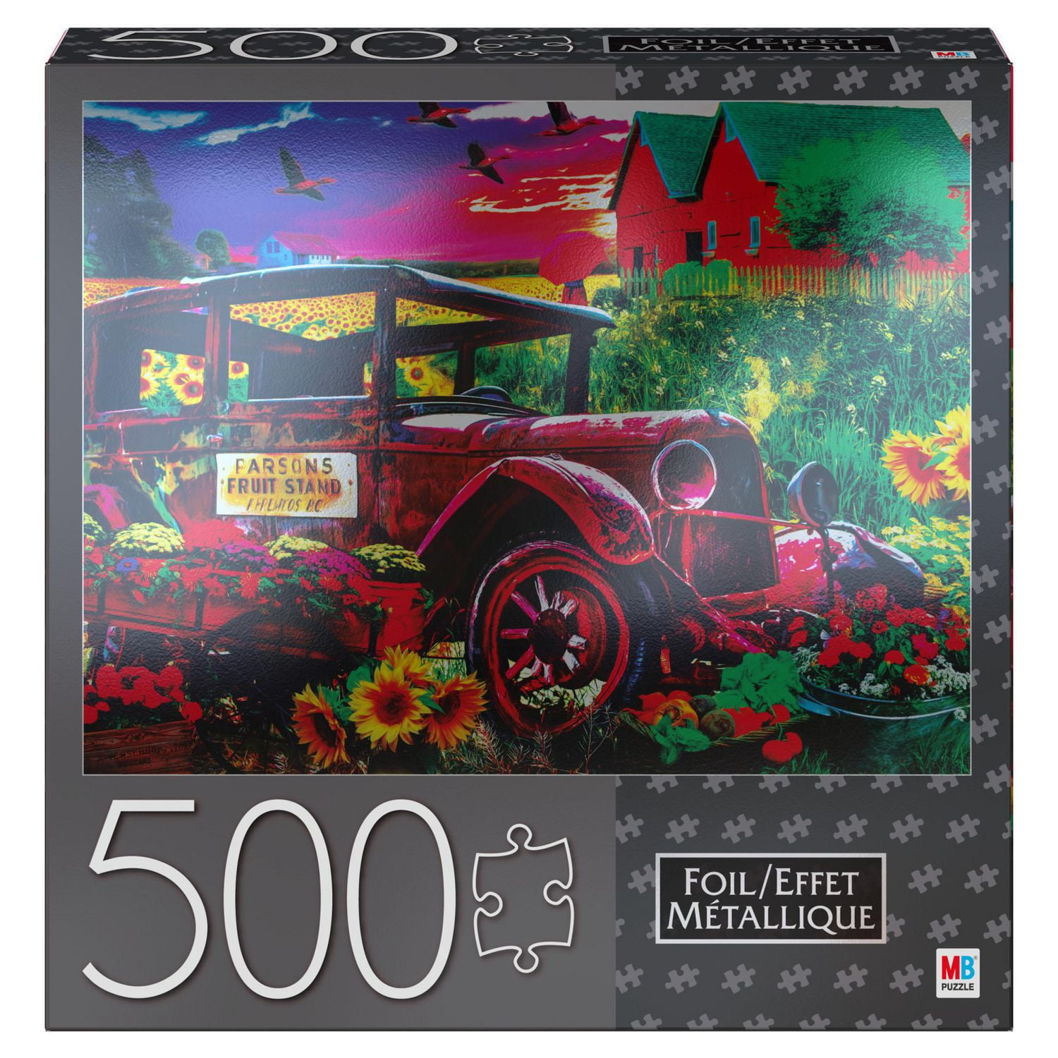 500-Piece Jigsaw Puzzle with Foil Accents, Country Market Painting
