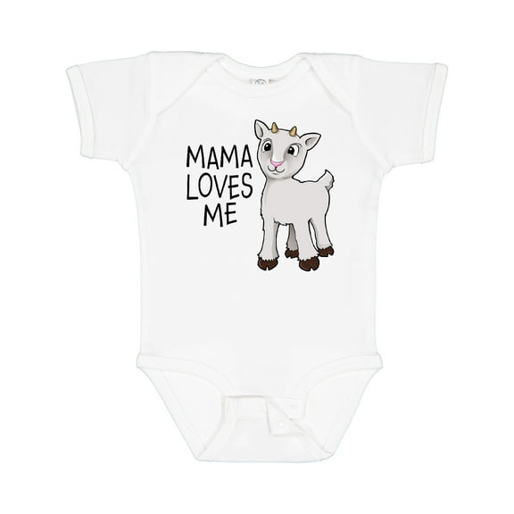 Inktastic Mama Loves Me- cute goat Boys or Girls Baby Bodysuit
