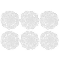 WVARK 6Pcs 8 Inch Table Mats, Insulated Table Hook Crochet Flower Hollow Decorative Needle Cotton Lace Table Mats, Handmade Crochet Cotton Coasters for Wedding Party Decoration(White)