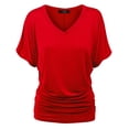 thumbnail image 2 of Made by Johnny V Neck Short Sleeve Dolman Top with Side Shirring XXXXXL RED, 2 of 6
