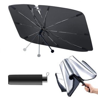 IPick Image Silver Reflective Sun Shade – Fits Most Windshields, 64x32 Inches, Foldable UV Protection
