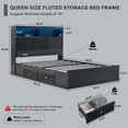 thumbnail image 2 of wow97e Queen Size Bed Frame with 50" Tall Storage Headboard, Wooden Platform Bed Frame with 4 Drawers, LED Lights, Charging Station, No Box Spring Needed, Black, 2 of 7