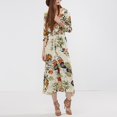 thumbnail image 3 of Estampado Zambullirse Bohemio Impresión Lindo Floral Hermosa Baile Cóctel Chica Novia Beige Yinane  Vestido maxi de Boho, 3 of 8