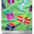 thumbnail image 1 of Soimoi Green Poly Georgette Fabric Gift Box Party Fabric Prints By Yard 52 Inch Wide, 1 of 1