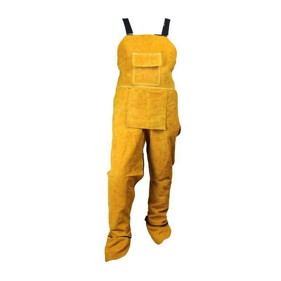 Leather Bib Welding Apron Suit Welding Clothes Resistant Heavy Duty Yellow Apron for Men