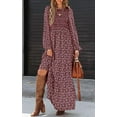 thumbnail image 3 of PRETTYGARDEN Women's Fall Dresses Long Sleeve Flowy Casual Floral Maxi Dress Crew Neck Smocked Tiered Long Dress, 3 of 7