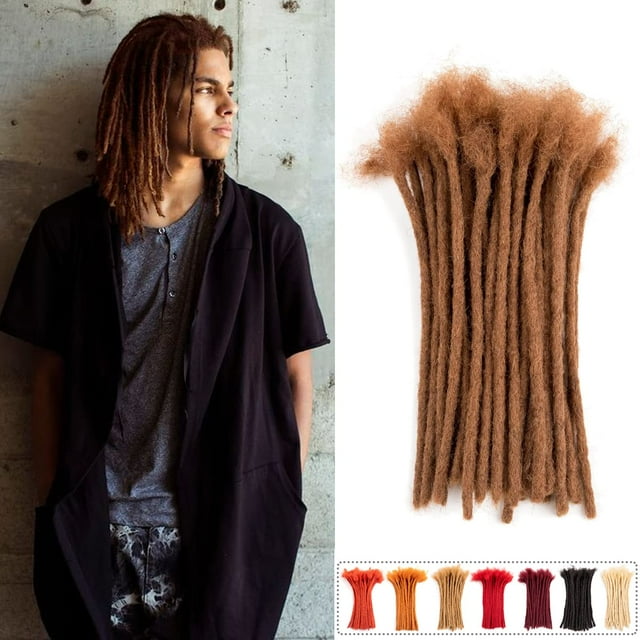 Teresa Extensiones de rastas pequeñas de 0,4 cm y medianas de 0,8 cm de ancho 100% cabello humano para hombres/mujeres/niños El cabello humano permanente Dread Locs se puede teñir y decolorar (8 pulga