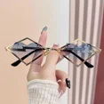 thumbnail image 4 of Monturas de Metal, gafas de sol sin montura con forma de corazón, gafas de sol Steampunk de marca de lujo para mujer y hombre, gafas de sol con gradiente de Hip Hop, gafas UV400, 4 of 4