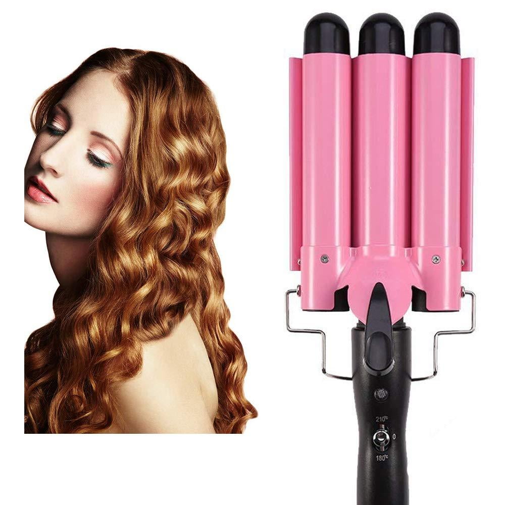 Hair Curling Iron 3 Barrel Wand Temperature Adjustable 25mm Hair Waver