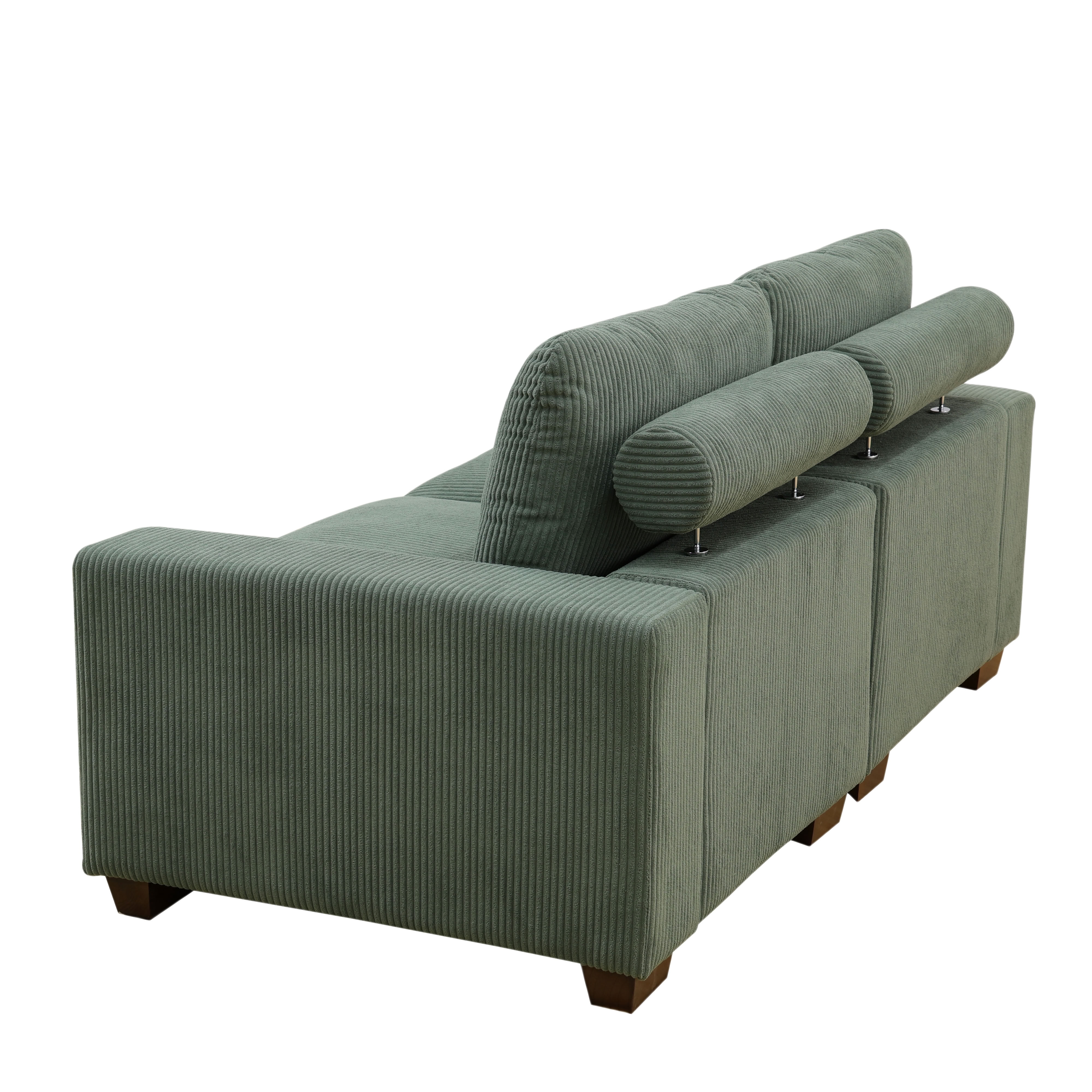 MAYEERTY Modular Loveseat Sofa, Flocking Fabric Couch with Anti-Insect Solid Wood Frame, Green Living Room Furniture