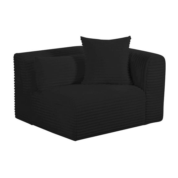 TOV Furniture Tarra Fluffy Oversized Black Corduroy Modular RAF Corner Chair