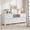 1.78 meters antique white, variant on Farmhouse TV Stand – 70'' Entertainment Center for 75/80 Inch TVs, 6 Drawers, Soundbar Shelf, Rustic White Wood Console – Color: 1.78 meters antique white