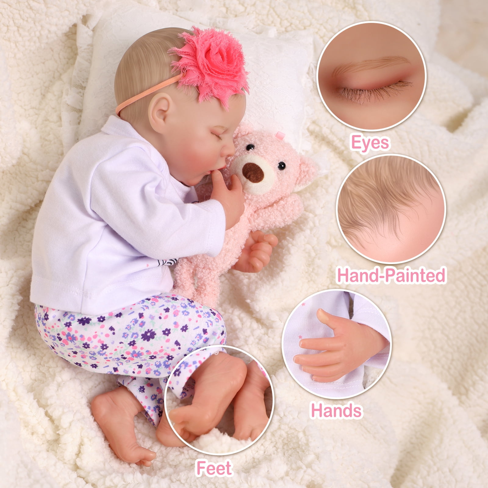 Wisfancy Lifelike Reborn Baby Dolls 19 Inch Silicone Reborn Baby Girl Realistic Newborn Baby Doll Blue Eyes Girl Real Life Baby Doll with Feeding Kit Wisfancy 18 Inch Reborn Doll Boy Full Body Silicone Lifelike Newborn Baby  Like Real New Baby Toy Washable Anatomically Correct Boy Doll, White