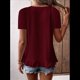 thumbnail image 4 of Blusas de Verano con Ojales para Mujer 2025, Blusas Asimétricas de Moda para Verano, Blusas de Color Liso para Salir, Color Vino Tinto XL, 4 of 6