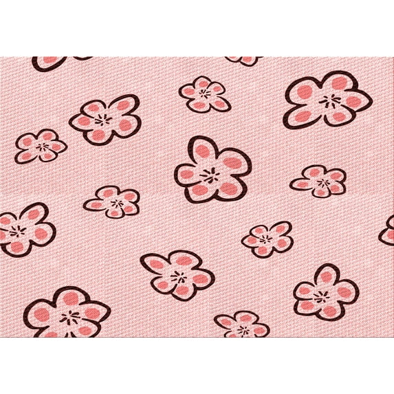 Ahgly Company Indoor Rectangle Patterned Pink Bubble Gum Pink Area Rugs, 8' x 12'