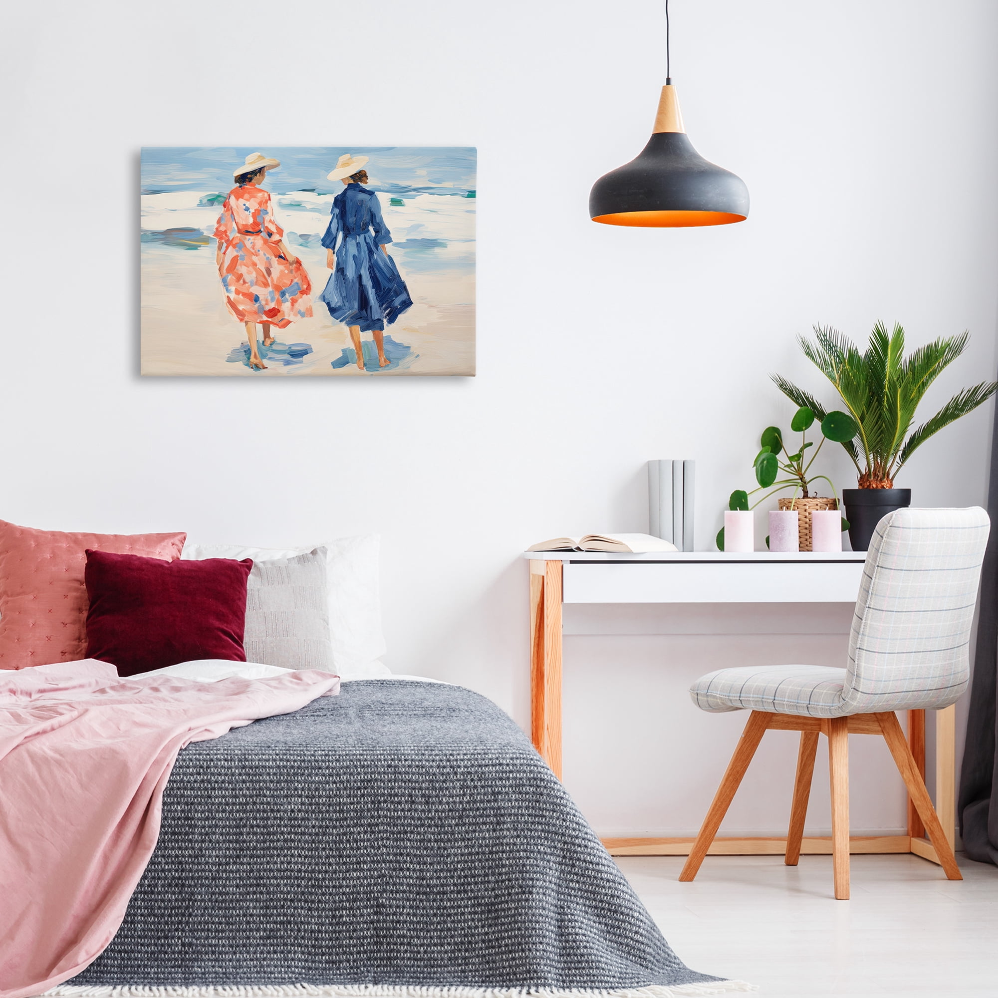 Stupell Industries Classy Beach Ladies People Painting Wrapped Canvas Art Print Wall Art, 30 x 20