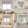 thumbnail image 5 of Modern Geometric Buffalo Plaid Valances for Windows,Kitchen Valance Rod Pocket Short Curtain, Black Pink Line Lattice Valance Curtain Window Valances for Bedroom Bathroom Living Room 54x18in, 5 of 9