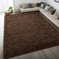 thumbnail image 1 of Alfombra DweIke 183x274 cm, suave peluche marrón oscuro antideslizante, 1 of 8