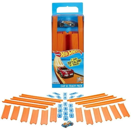 Mattel BHT77 Track Builder Straight Track with Car, 15 Feet