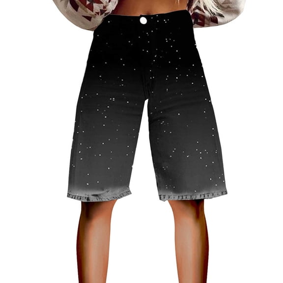 yunLCZ Womens Dress Pants Flare Denim Shorts For Women Wide Leg Denim Shorts Woman Vintage Floral Print High Waisted Straight Stretch Pants With Pockets Office Slacks