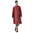 thumbnail image 1 of Ethnix Men's Indian Royal Classic Collar Festive Maroon Kurta Tunic Pajama Set; Maroon; LG, 1 of 4