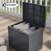 Suncast 22 Gal Outdoor Patio Small Deck Box with Storage Seat, Cyberspace