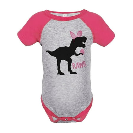 

Custom Party Shop Baby Girls Dinosaur Happy Easter Pink Onepiece