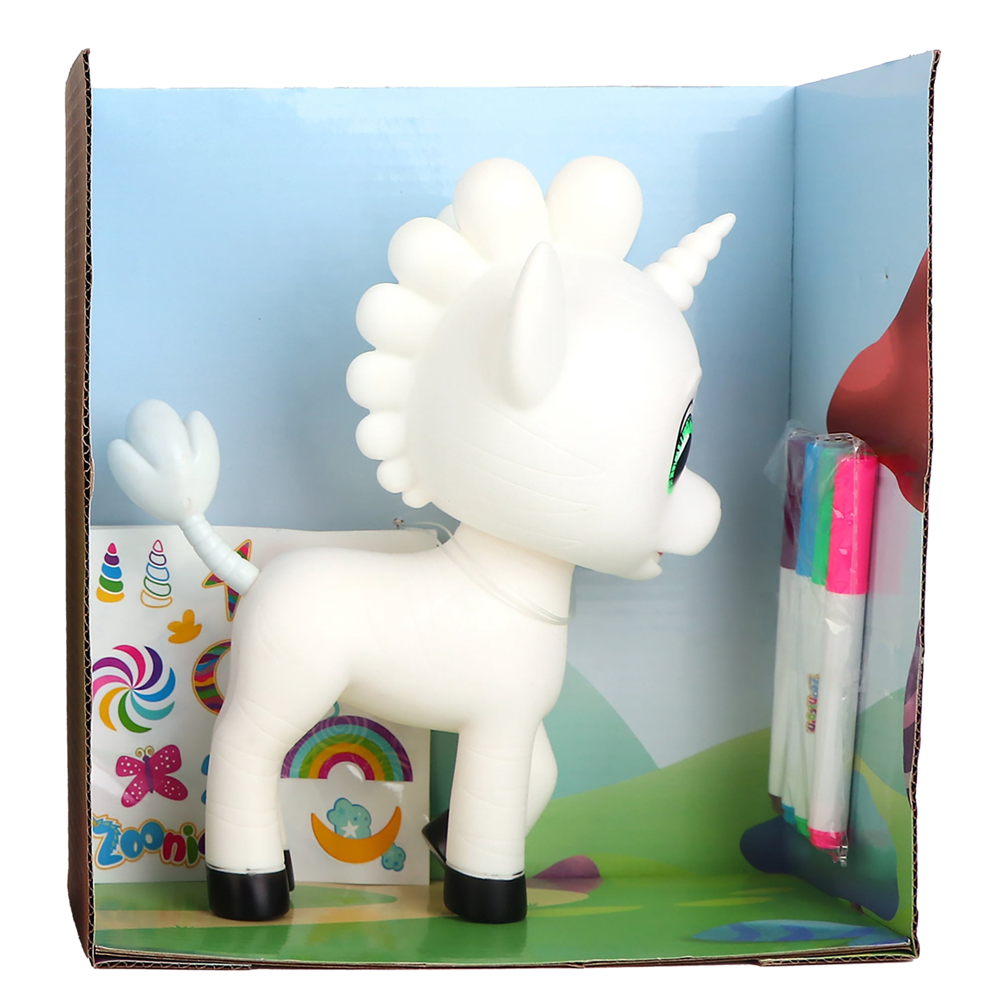 Zoonicorn: Color Me - Customize Your 8" Character Miniature Figure, Washable Markers & Stickers, Design Craft Activity, Play-Display Toy Set, Kid 3+