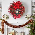 thumbnail image 3 of Christmas Wreath With Lamp Bow Ball Big Red Flower Navidad Party Wall Door Window Fireplace Staircase Balcony Garden Wreath, 3 of 5