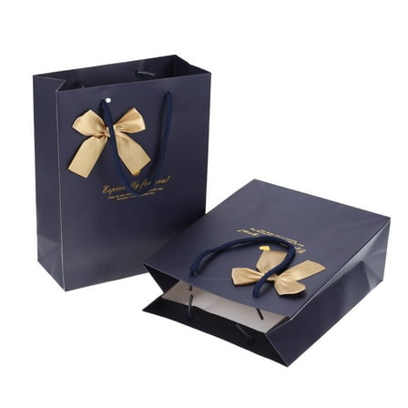 KALLORY  5 PCS Gift Wrapping Bag Premium Assorted Party Favor Bags Paper Blue