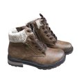 thumbnail image 4 of Juebong Bottes pour Adolescentes Bout Rond Intérieur Antidérapant Patchwork Fermeture Éclair Lacets Bottes Courtes Talon Bas Espadrilles pour Femmes, Kaki, 9, 4 of 6