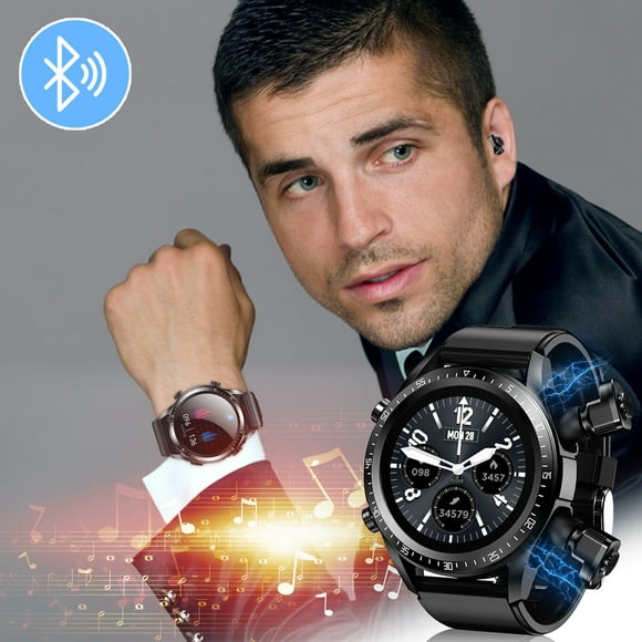 TopLLC Bluetooth Smart Watch With Earbuds, Round Fitness Watch With Pedometer, Calories, Sleep Monitor, Stress Monitor For IOS And Android on Clearance