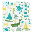 thumbnail image 2 of Ambesonne Nautical Shower Curtain, Pastel Colors Lighthouse, 69"Wx84"L, Blue and Green, 2 of 4